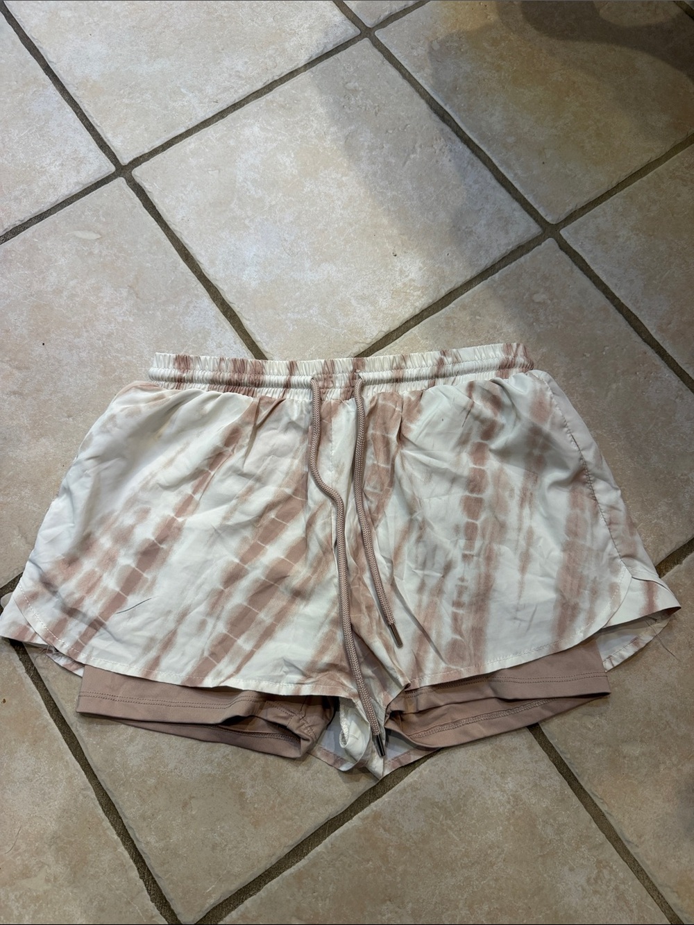 Forever 21 Pink Tie-Dye Layered Athletic Shorts
